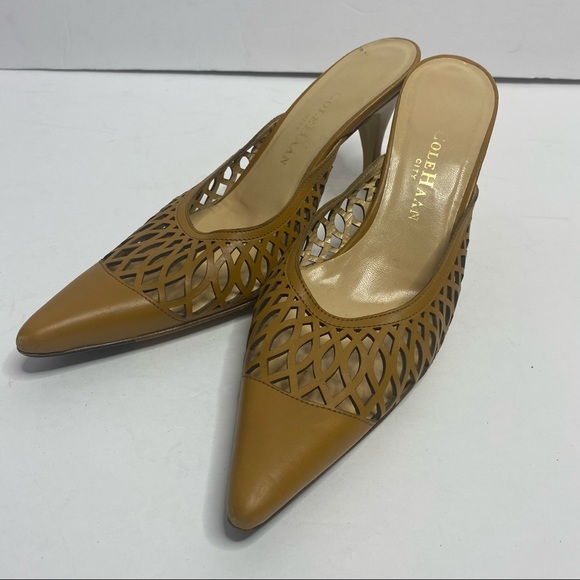 Cole Haan brown leather cutout slide on pointed toe mules Size 6.5 - Picture 5 of 11